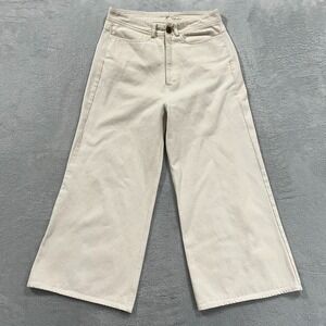 Tribe Alive Jeans Womens 12 High Rise Cropped Wide Leg Pants Bone Cream Boho